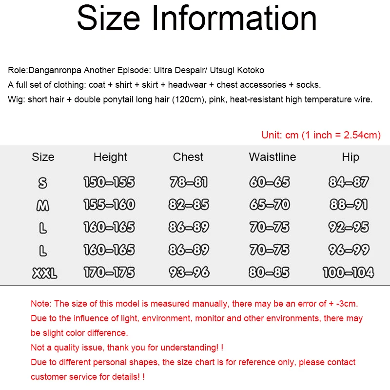 Costume Utsugi Kotoko Cosplay Wig and JK Uniform Danganronpa Another Episode Pink Long Hair Halloween Woman Party Clothes0 (13)