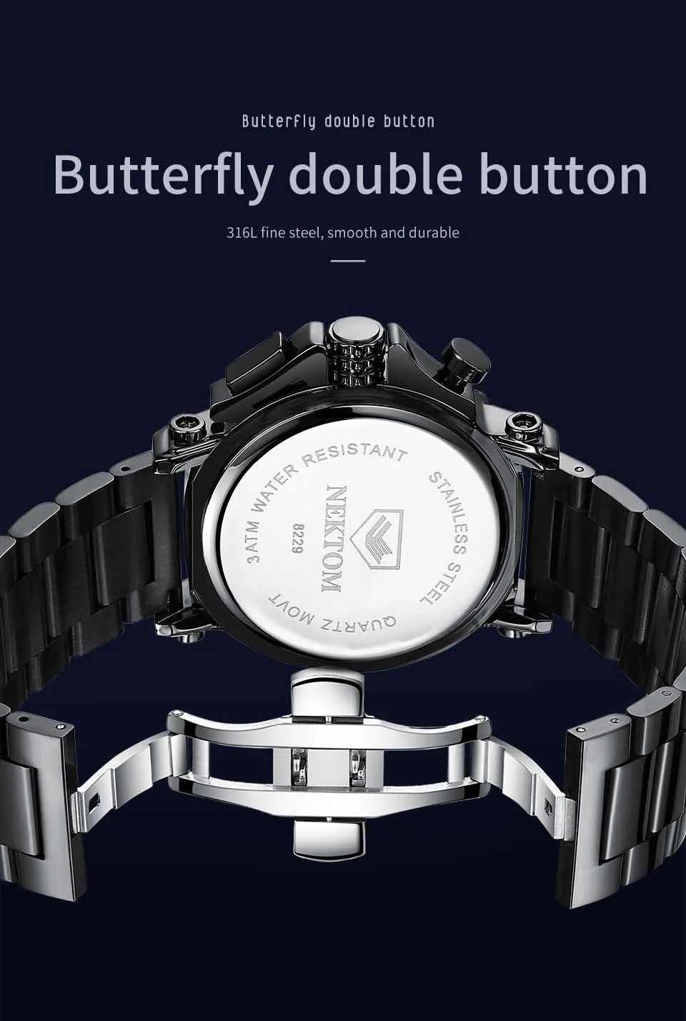 2021 Men Casual Sport Watches Stainless Steel Waterproof Chronograph Clock Top Brand Business Men Wristwatch Gift for Men