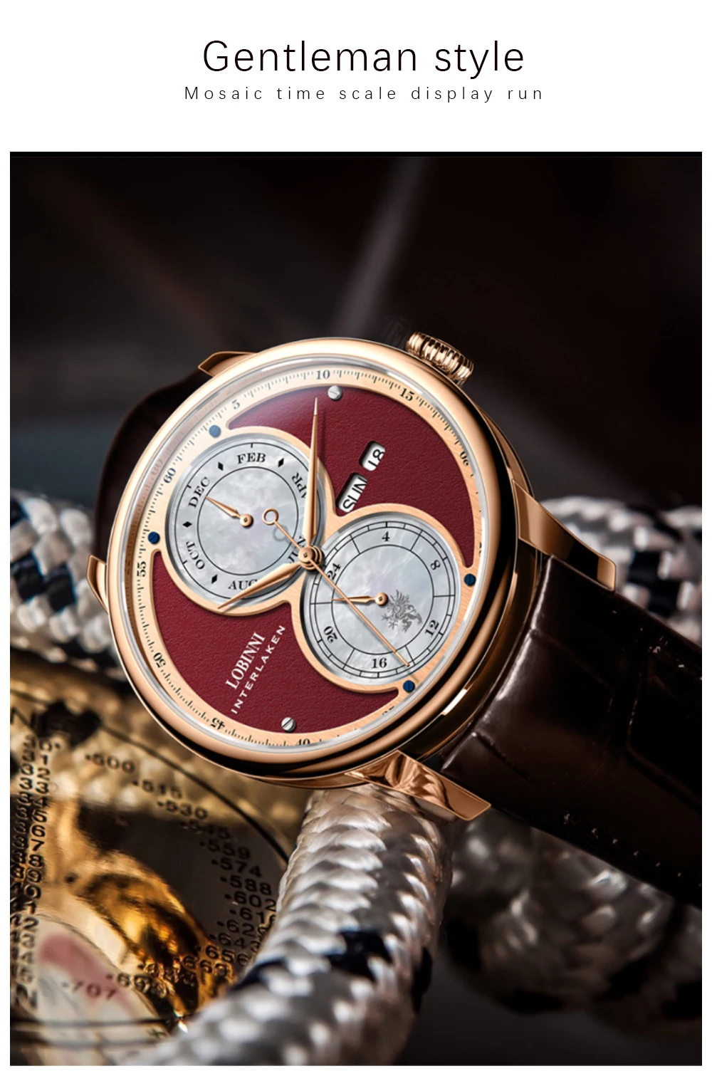 LOBINNI Reloj de los hombres автоматические механические часы, брендовые наручные часы, роскошный подарок, водонепроницаемые наручные часы новейшего дизайна