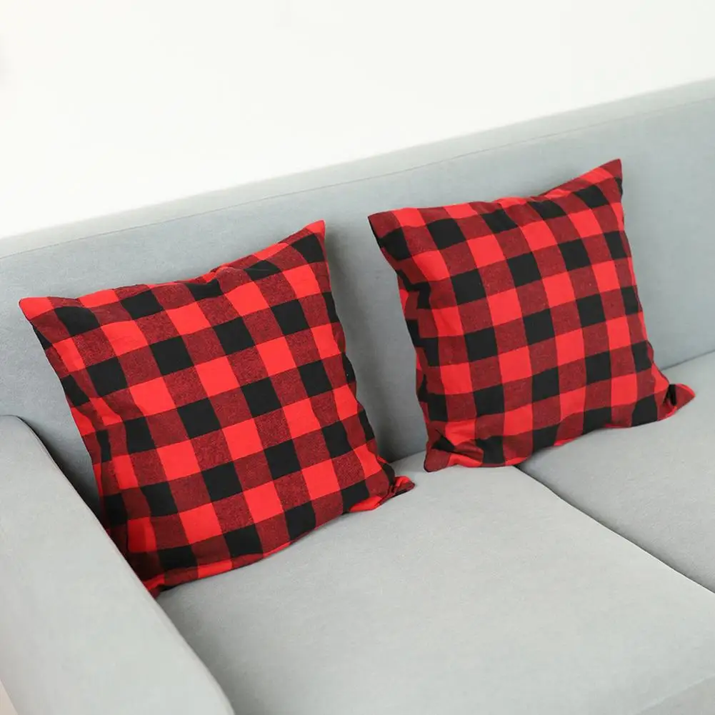 

Christmas Plaid Throw Pillow Cover Soft Cushion Case Xmas Home Sofa Bed Decor