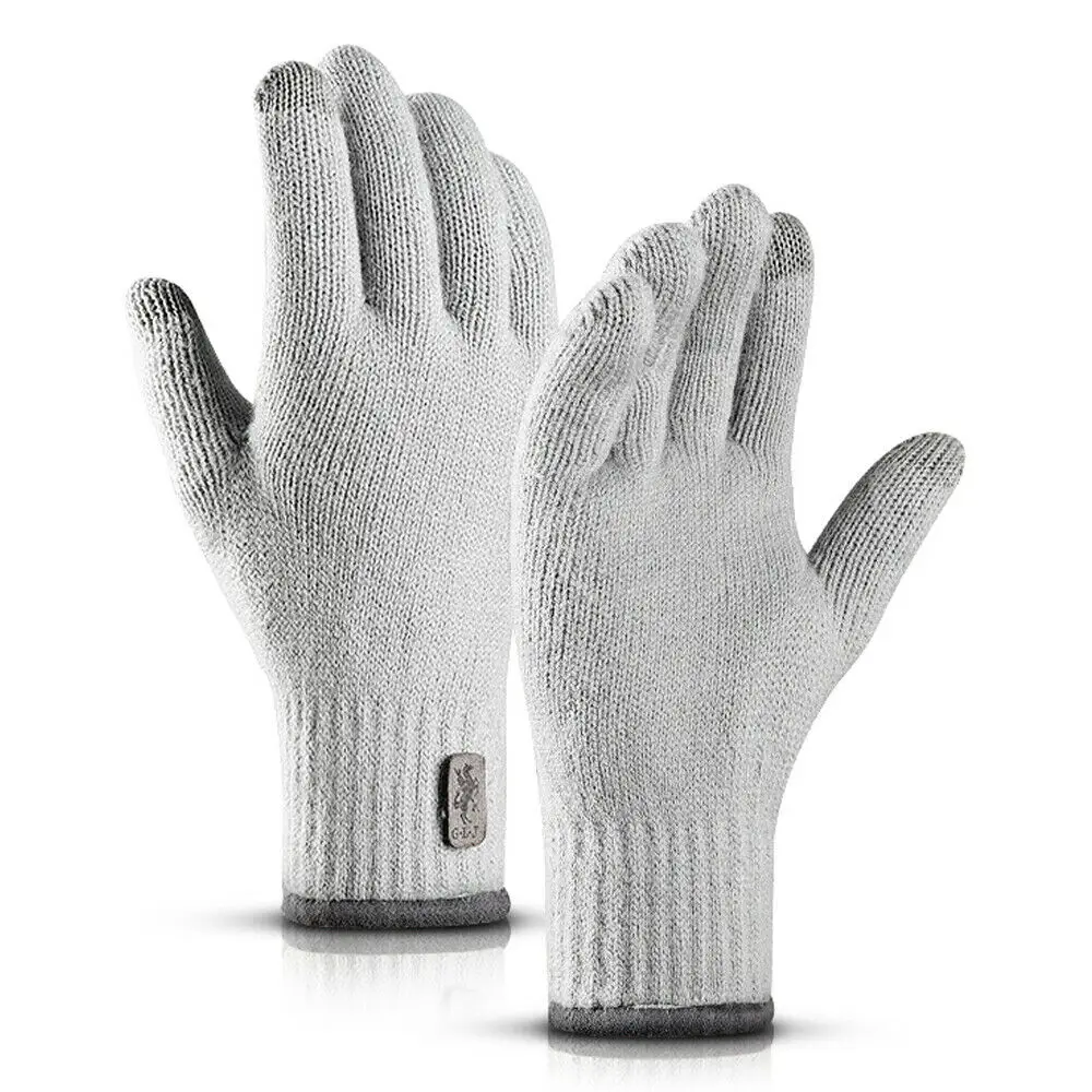 Light Gray Зимние мужские женские перчатки для сенсорного экрана теплые ветрозащитные трикотажные перчатки для вождения спорта на открытом воздухе - Color: Light Gray