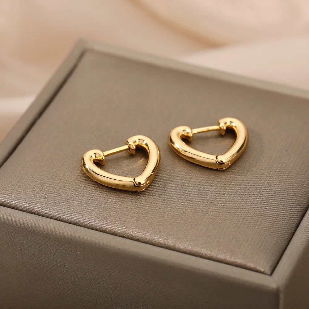 Hollow Heart Earrings Stainless Steel Silver Color 2021
