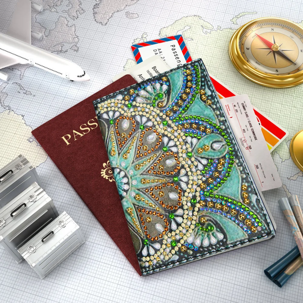 DIY Special Shape Diamond Painting Travel Leather Passport Protection Cover Gift 