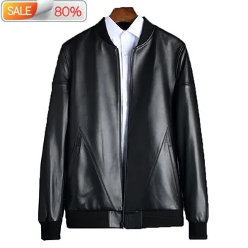

2020 Genuine Spring Plus Size Real Sheepskin Coat for Men Bomber Jacket Leather Coats 1A006 B22111