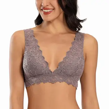 

Dotvol Femme Sexy Bralette Top Lace Women Bra Plunge Fashion Halter Seamless Wireless Brassiere Intimate Underwear Lingerie Vest