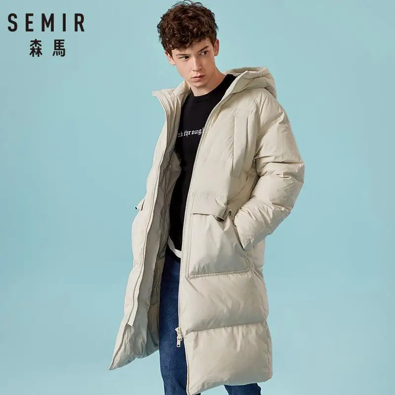 SEMIR новая одежда зимняя куртка мужская деловая длинная толстая зимняя куртка мужская однотонная модная верхняя одежда теплое длинное пальто