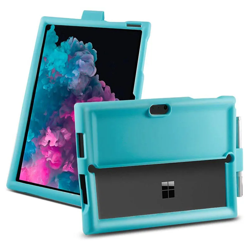 MingShore чехол для microsoft Surface Pro 4 5 6 7 силиконовый сверхмощный защитный анти-осенний чехол Чехол для Surface Pro 7 Tablet - Цвет: Turquoise