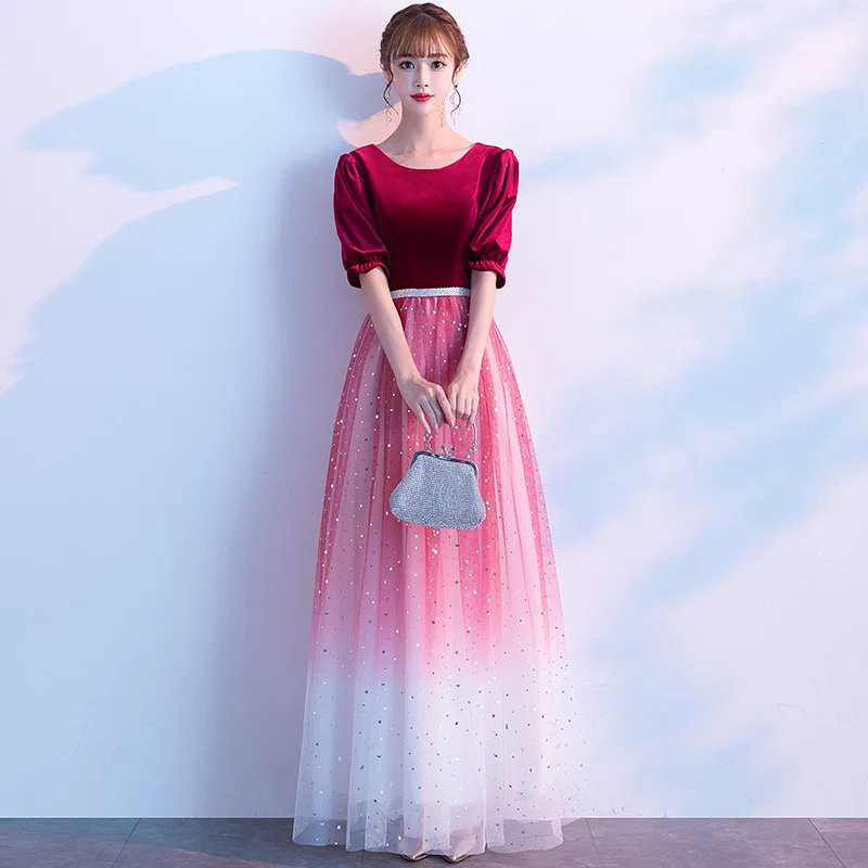 Блестками и пайетками для маленьких девочек Для женщин Cheongsam красный благородный Qiapo элегантные Вечеринка платье сетчатые платья Vestido De Festa Vestidos