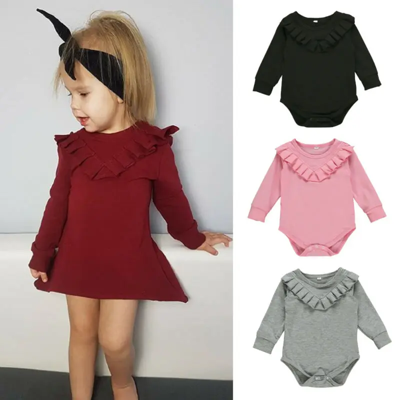 

Baby Clothes Autumn 2019 Newborn Infant Baby Girl Clothes Long Sleeve Solid Jumpsuit Bodysuit Outfit