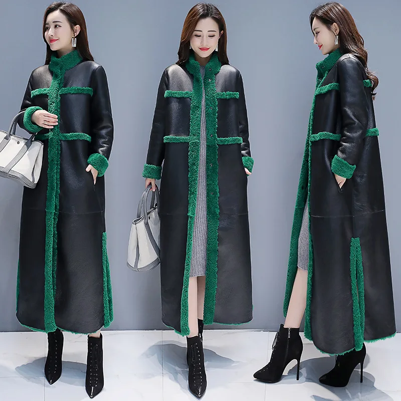 

Thick Warm Comfortable Slim Fit Slimming Solid Color Long Cotton Coat 2019 Winter New Style WOMEN'S Leather Top Coat