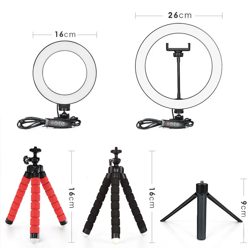 Кольцевой светильник для селфи круглая Светодиодная лампа с держателем телефона