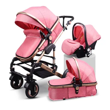 

Baby Stroller 3 in 1 luxury Infant Stroller Luxury Newborn Foldable Anti-shock High View Carriage baby trolley baby pram