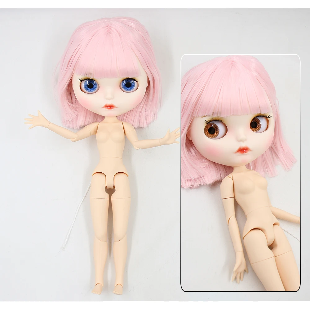 Neo Blythe Doll with Pink Hair, White Skin, Matte Pouty Face & Custom Jointed Body 1