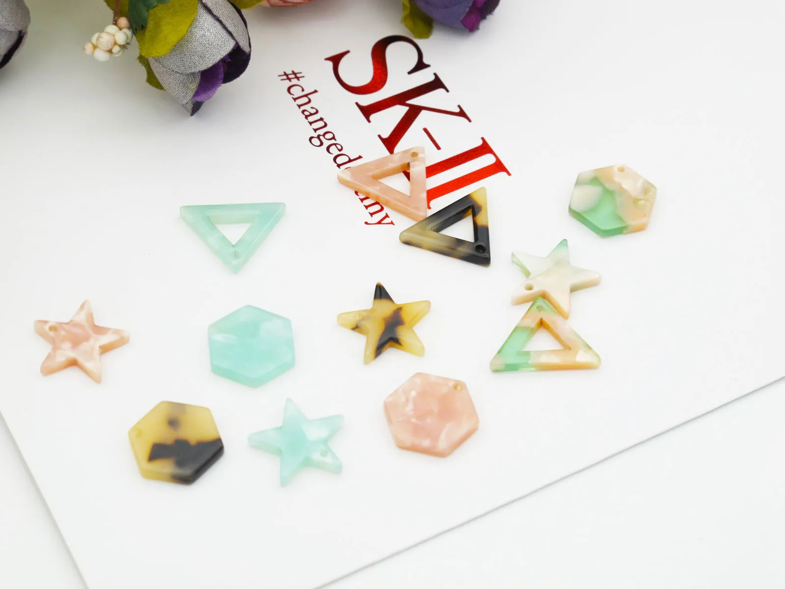 DIY корейский стиль лист ацетата целлюлозы висячие украшения для ногтей кулон японский стиль свежий орнамент-обмотка уха шпилька Ac