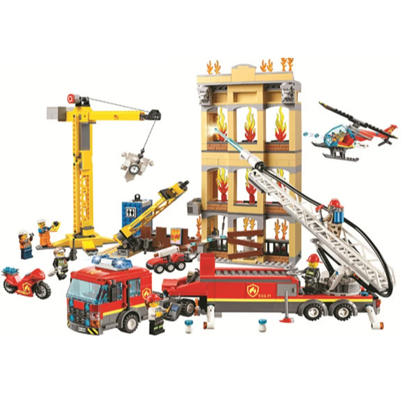 

NEW Lepining City Series 60216 The Fire Station City Fire Rescue Team Model Building Block Brick Toy For Boy Gift 11216
