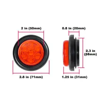 

Side Light Marker Clearance Light Red 2 Inch LED Round Truck Trailer Useful
