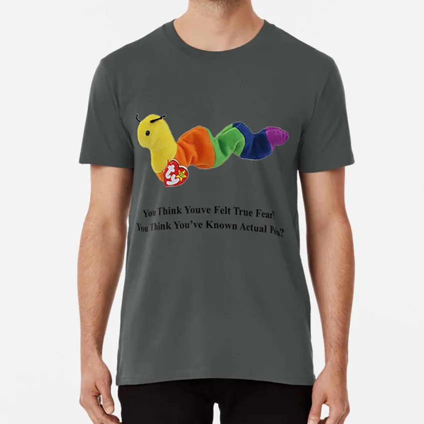 Inchworm футболка inchworm beanie baby ty meme surreal surrealist meme worm rainbow - Цвет: Темно-серый