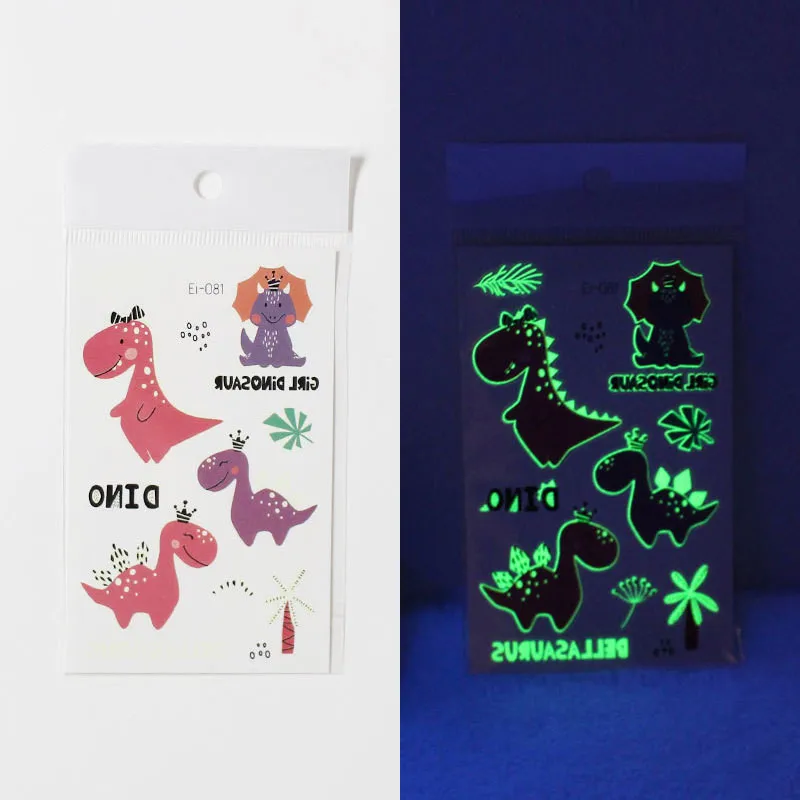 Luminous Stickers Child Kid Toy Arm Leg for Children Glow Sticker Cartoon Dinosaur Tattoo Decals Glow In The Dark Wall Stickers luminous wall stickers 3d wall stickers