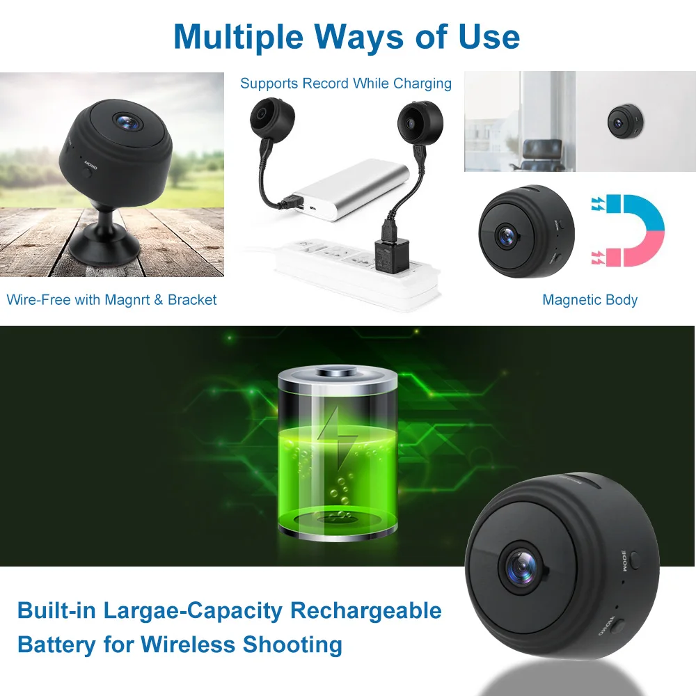 A9 Mini Camera Vigilancia Con WIFI Wireless Magnetic Security Protection Microcamera 1080P Body Cam USB With Recording & Battery