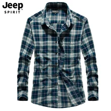 JEEP SPIRIT Осенняя Рубашка мужская повседневная хлопковая клетчатая рубашка с длинным рукавом однобортная Мужская рубашка Весенняя рубашка мужская