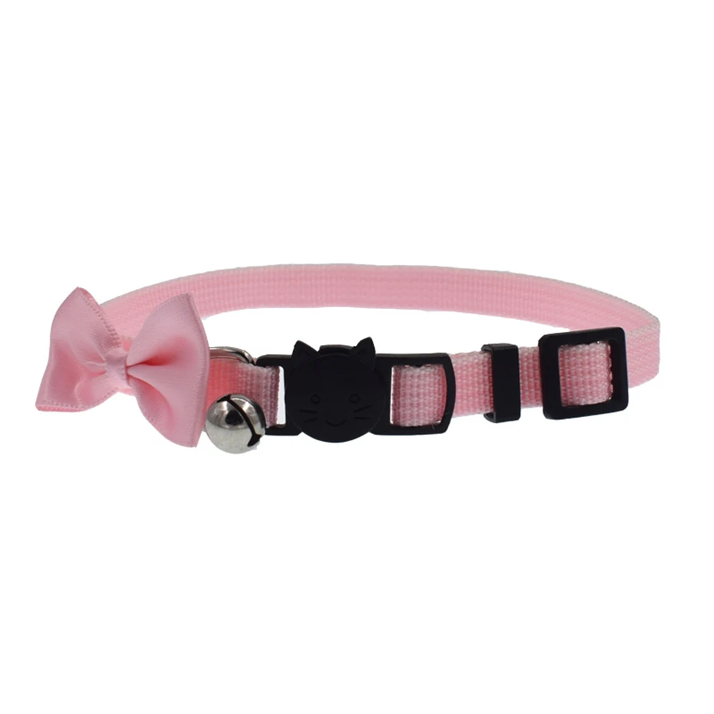 light pink Регулируемые нейлоновые ошейники для собак, ошейники для домашних животных с колокольчиками, Очаровательное ожерелье, ошейник для маленьких собак, кошек, ошейники для питомцев, поставка Лидер продаж - Цвет: light pink