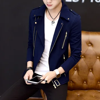 

2020 handsome gentleman personality jacket zipper jacket lapel