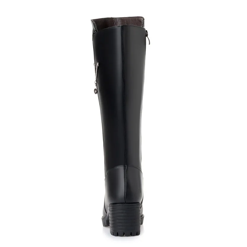 Fujin/шерстяные женские зимние сапоги; теплые сапоги до колена из натуральной кожи на меху; плюшевые ботильоны; женские зимние сапоги на платформе