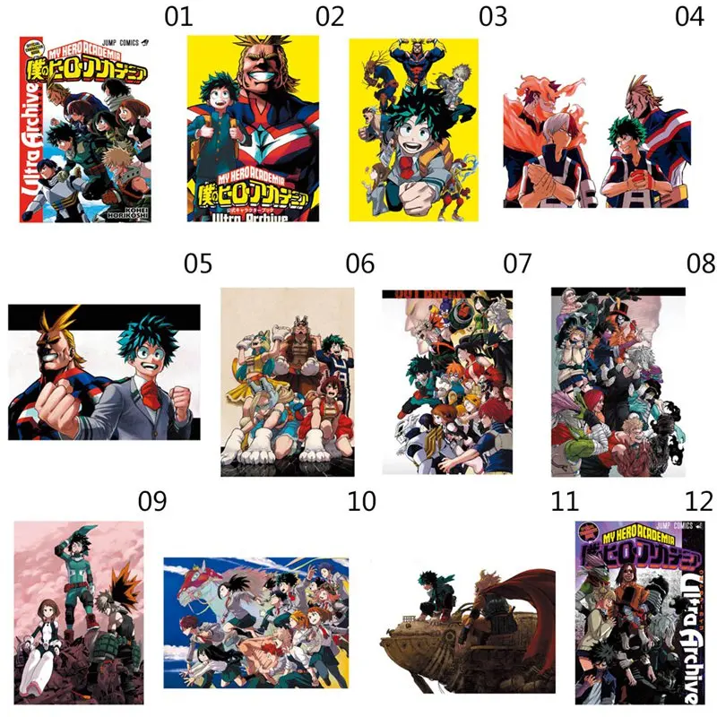 

2020 My Hero Academia Japanese Anime Art Silk Boku No Hero Academia Poster Print Cartoon Decorative Painting Home Decoration