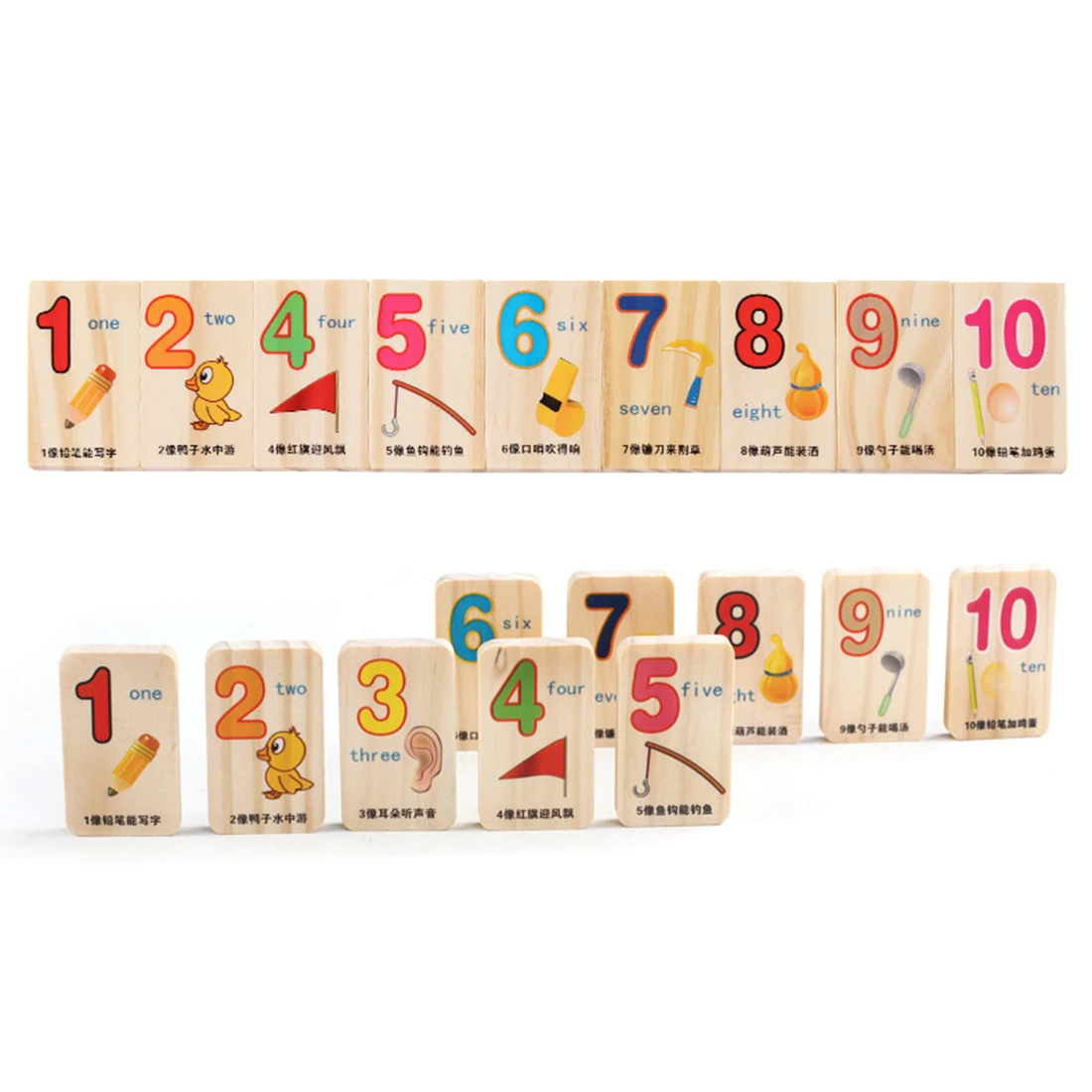  100Pcs Wooden Number Domino Building Blocks Preschool Teaching Aids Board Educational Math Toys For - 4000154009780