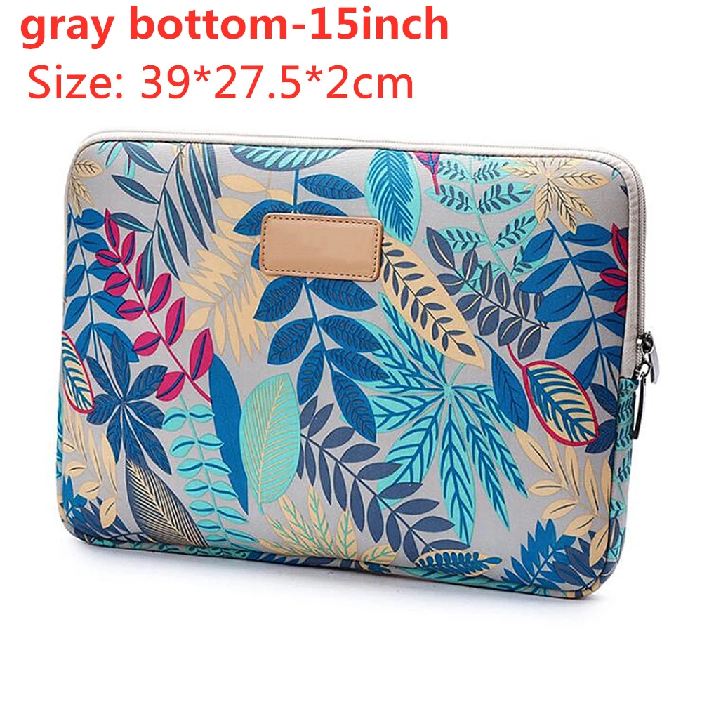 gray bottom-15inch Красочный лист сумка для ноутбука 13 14 15 дюймов Чехол для ноутбука для Apple iPad Tablet - Цвет: gray bottom-15inch