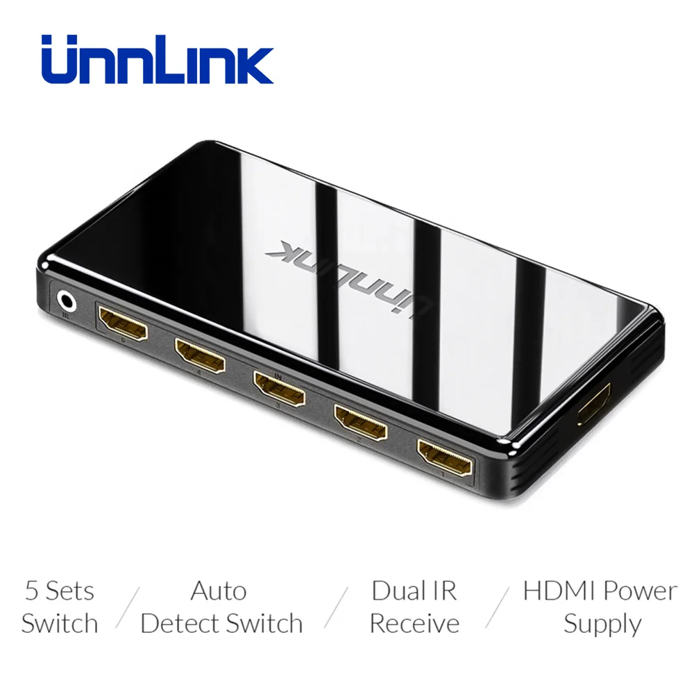 Unnlink HDMI коммутатор 5x1 HDMI 2,0 UHD4K@ 60 Гц RGB4: 4: 4 HDCP 2,2 HDR 5 в 1 выход для Smart tv MI Box3 PS4pro проектор