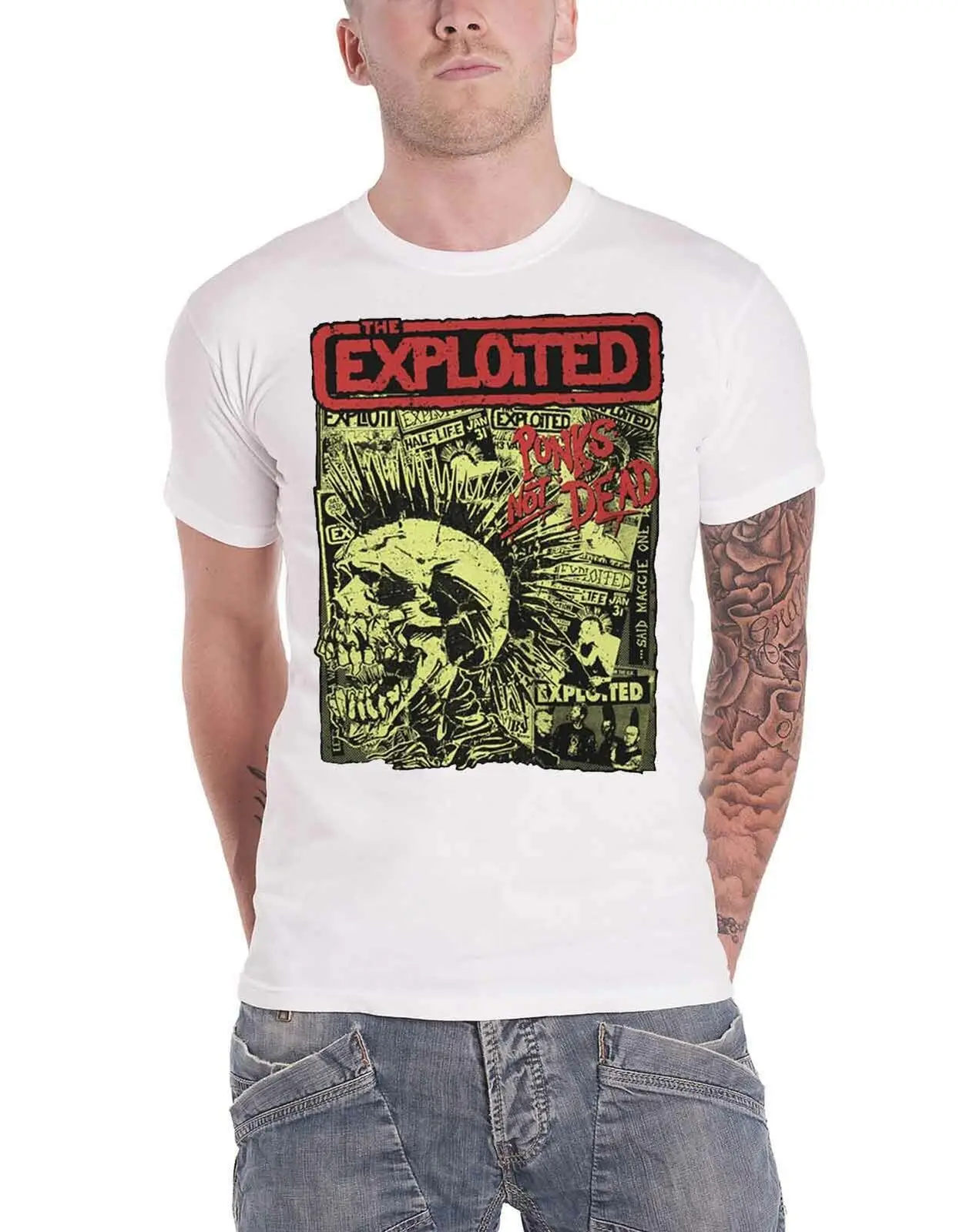 The Exploited T Shirt Punks Not Dead Skull Band Logo New Mens T