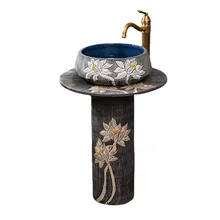 

Ceramic Column Type Washbasin Balcony Bathroom Pedestal Basin Inter-Platform Basin Floor Integrated Sink Household Wash Basin