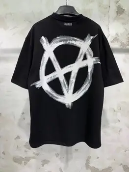 

2020ss Summer Best Quality 1:1 An-ti War Symbols Printed Women Men T shirts tees Hiphop Oversized Men Casual Cotton T shirt