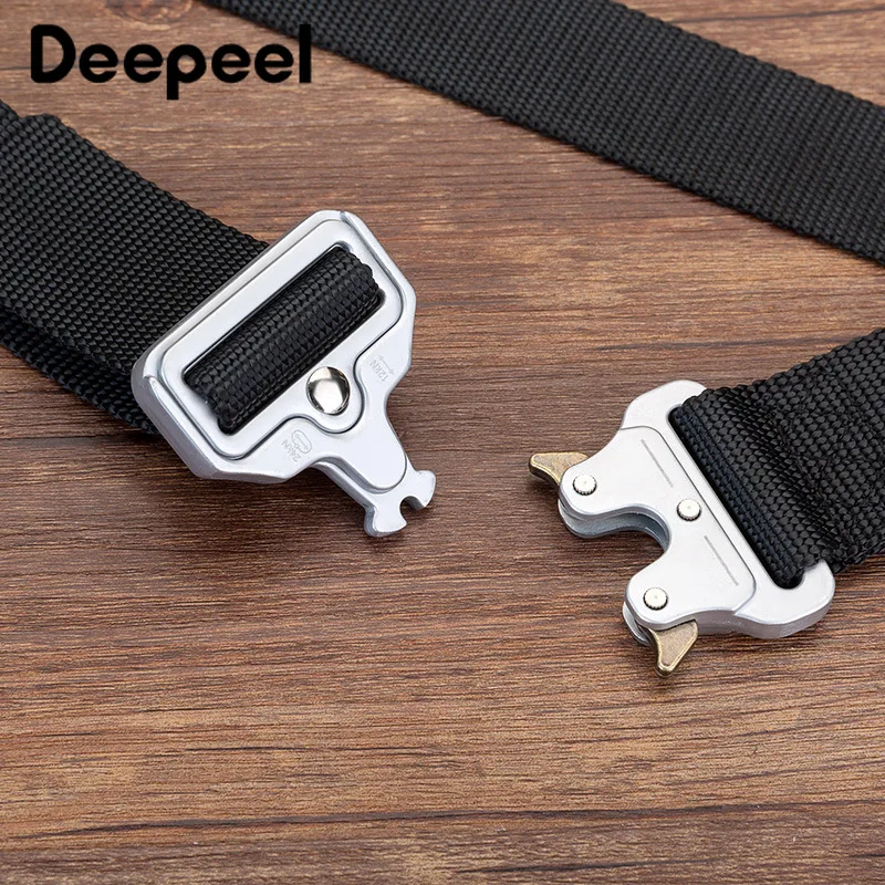 Deepeel, 1 шт., 3.8X115-135 см, военные ремни для мужчин, серебряный выпуск, пряжка, голова, для улицы, тактика, холст, с тканым нейлоновым поясом