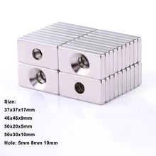 1pcs Rectangle NdFeB Neodymium Magnets With Countersunk Hole Strong Permanent Magnet Rare Earth Magnet N35