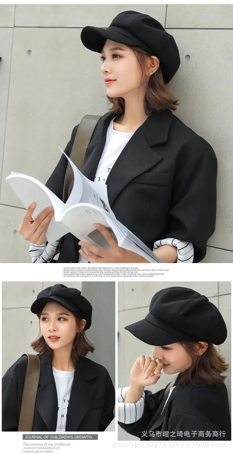 Fashion Autumn Winter Casual Cotton Girls Newsboy Hat Octagonal hat Girls Artist Painter Hat Beret Caps