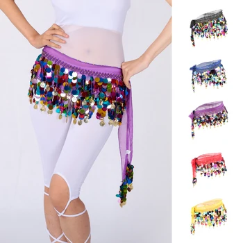 

Women's Sequins Beads Belly Dance Skirt Hip Scarf Waistband Belt