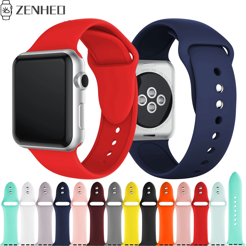 Цветной силиконовый ремешок для часов Apple Watch Series 1 2 3 4 38 мм 42 мм мягкий резиновый ремешок для часов iWatch Series 4 40 мм 44 м