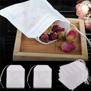 

100pcs Empty Food Filter Bags Drawstring Display Home Kitchen Storing Seasoning Herbal Powder Disposable Tea Mesh Pouches