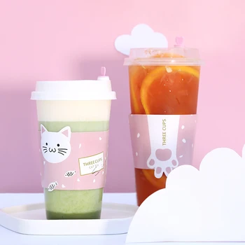 

50pcs Net red thick transparent hard plastic cups birthday favors 500ml cute cartoon dipsosable coffee milk tea juice drinks cup