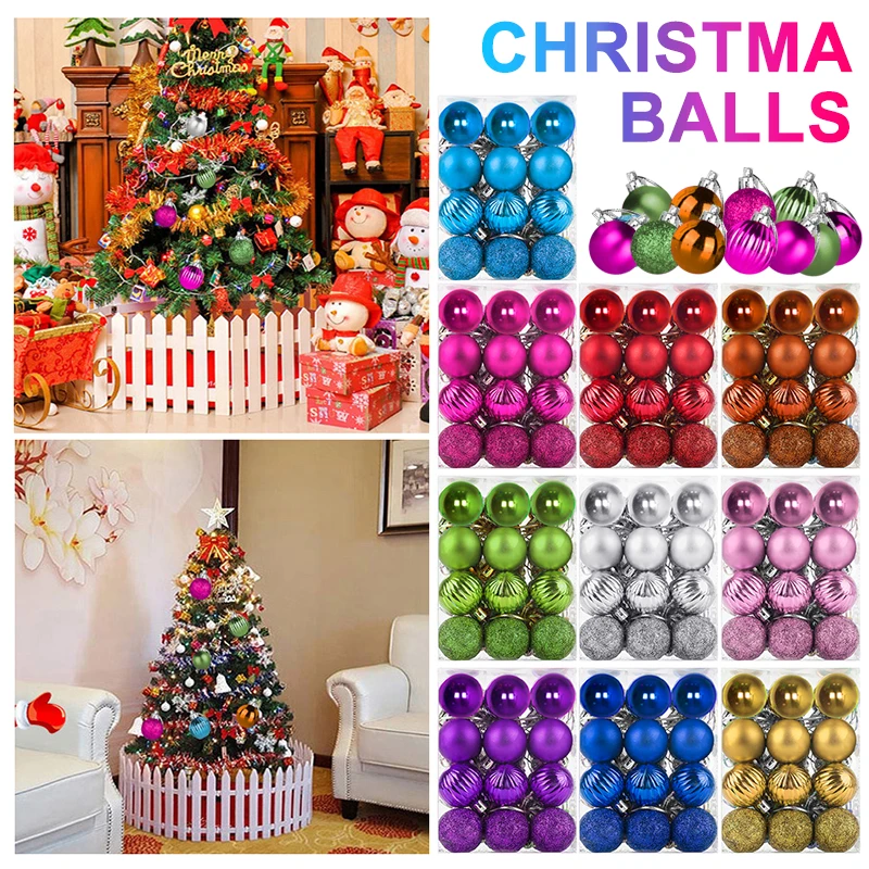 24 шт. рождественские украшения, подвесные шары для дома, вечерние украшения, рождественские украшения, подвесные шары, рождественские украшения из пенопласта