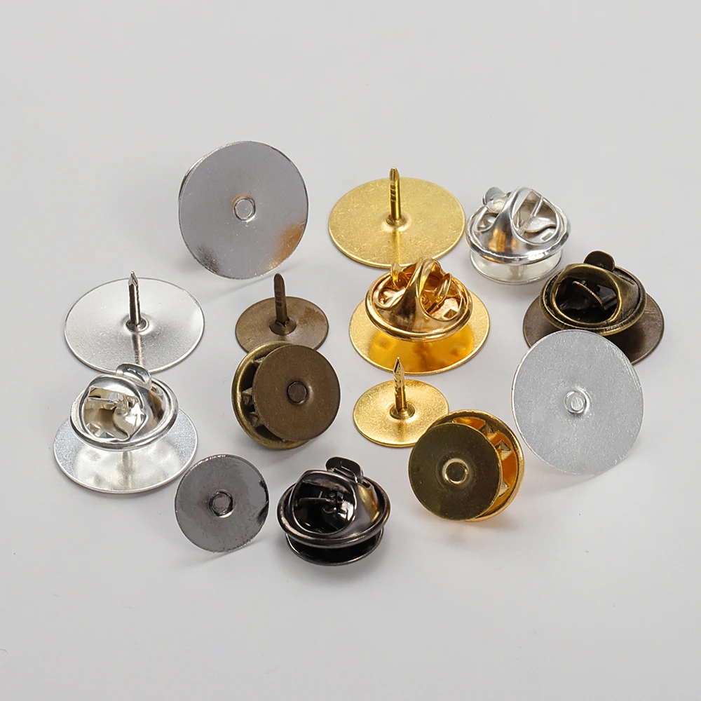 50Sets 10/15mm Brooch Badge Stud Base Pin Clip Holder Butterfly Squeeze
