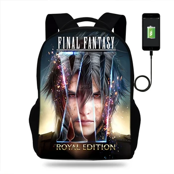

Cartoon final fantasy xv Print Kids Boys Girls School Backpacks Children Shoulder Bag USB Charge Schoolbags for Teenage Mochila