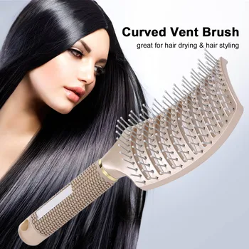 

New Hairbrush Curved Vent Brush for Blow Drying Styling Detangling Hair Brush Wave Row Brush for Short Thick Tangles Curly Hair