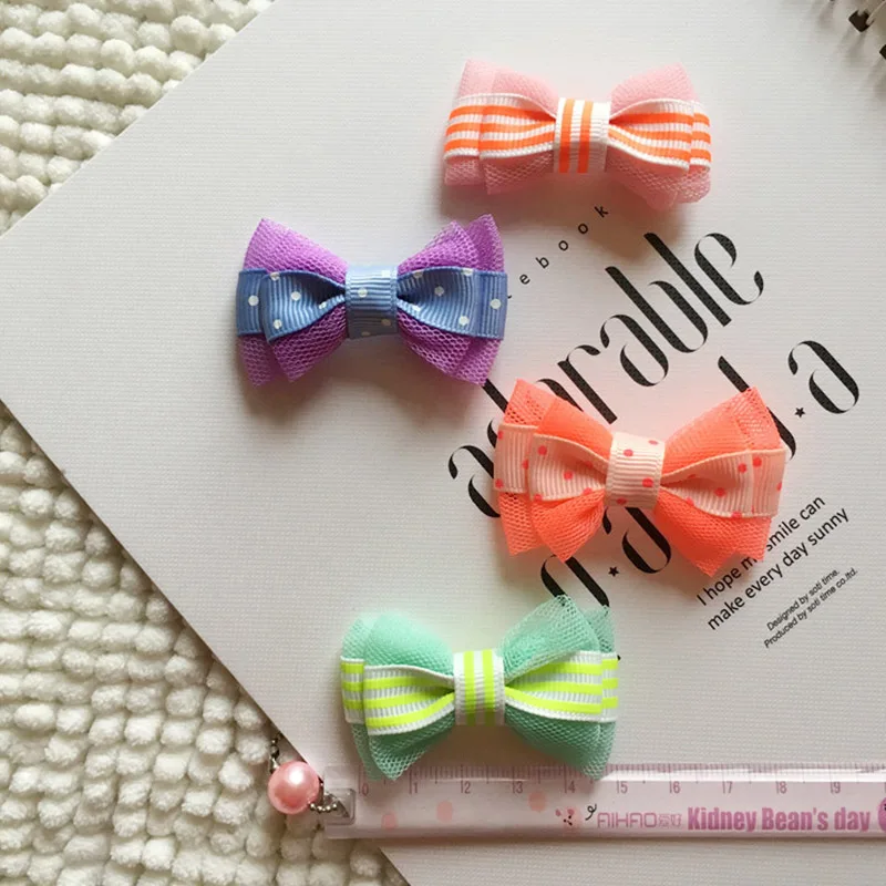 4 шт. заколки для волос для маленьких девочек, милые полосатые заколки для волос в горошек с бантом, милые заколки для волос для малышей, Детские заколки, аксессуары для волос