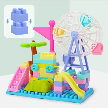 

DIY Big Particles Building Blocks Toys Puzzle Blocks Ferris Wheel Bottom Plate Barrel Plastic Spelling Insert Blocks Toy Macaron
