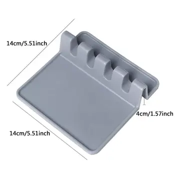 

New Kitchen Cooking Tools Kitchen Silicone Spoon Rest Utensil Spatula Holder Heat Resistant-Gray