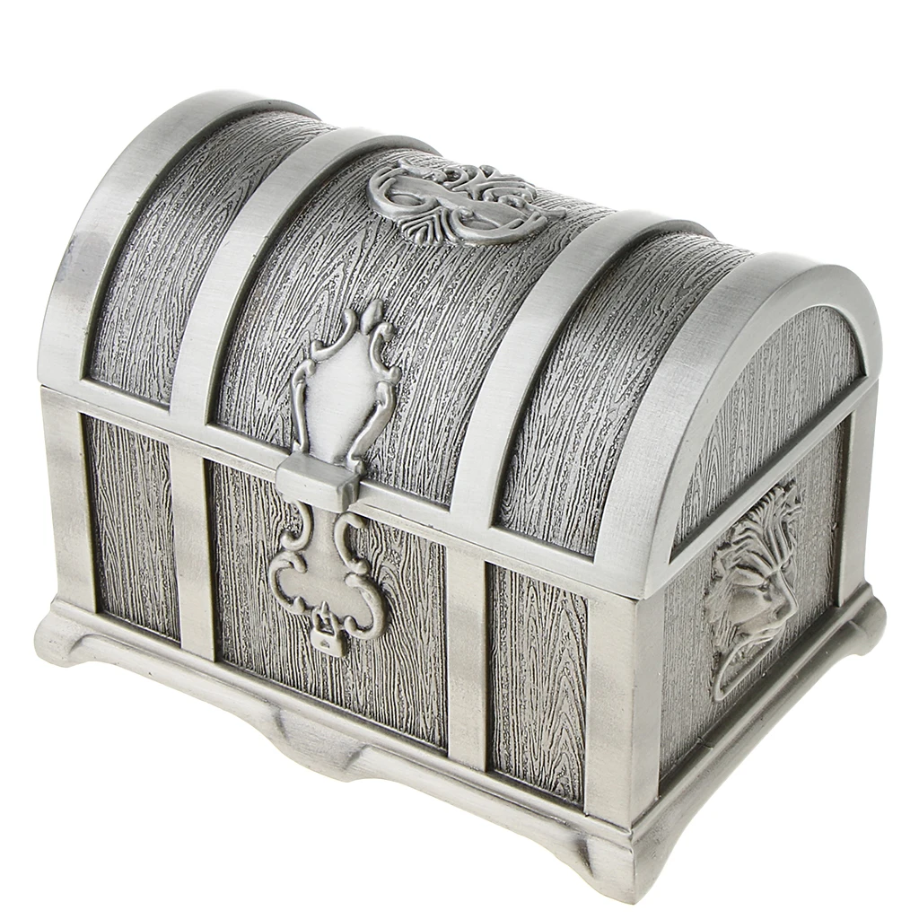 Antique Silver Прямоугольная винтажная металлическая коробка из цинкового сплава для драгоценностей чехол - Цвет: Antique Silver