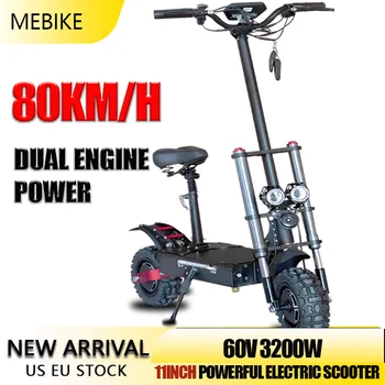 Günstig 11inch 60V 3200W Erwachsenen Elektro Roller Mit Sest 110 KM Starke Leistungsfähige 70 Km/h Faltbare Off Road Tretroller Mit Disc Bremse